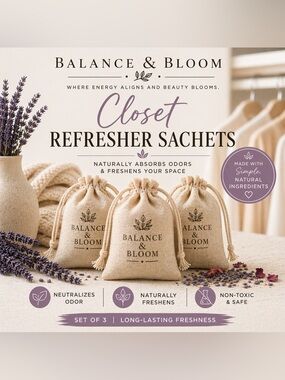 Closet Sachets | Natural Odor Remover | Drawer + Closet Freshener | 3pk
